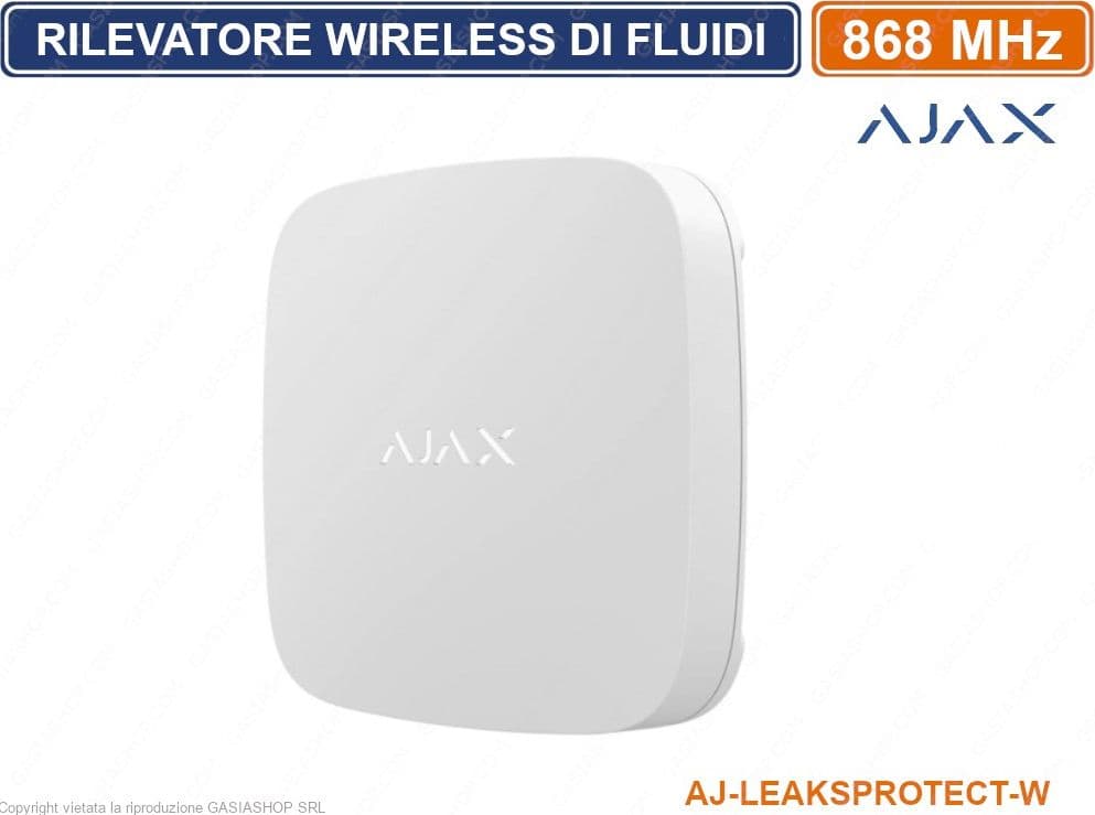 AJAX LEAKS RIVELATORE DI FLUIDI ACQUA ALLAGAMENTO INONDAZIONE WIRELESS BIANCO