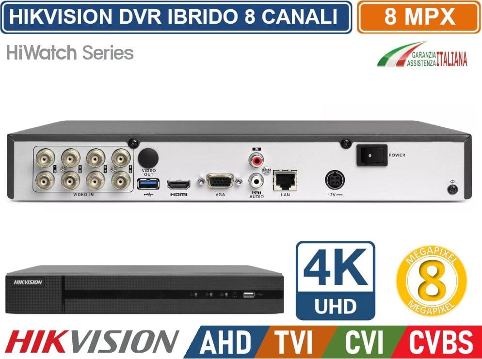 HIKVISION HWD-7108MH-G2 HIWATCH TURBO HD SERIES DVR 4K HD 8CH@8MPX 5IN1 TVI/AHD/CVI/CVBS/IP P2P H.265+ - 2