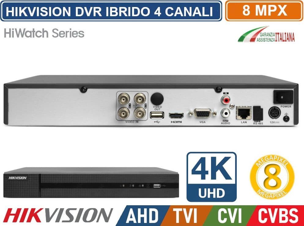 HIKVISION HWD-7104MH-G2 HIWATCH TURBO HD SERIES DVR 4K HD 4CH@8MPX 5IN1 TVI/AHD/CVI/CVBS/IP P2P H.265+ - 2