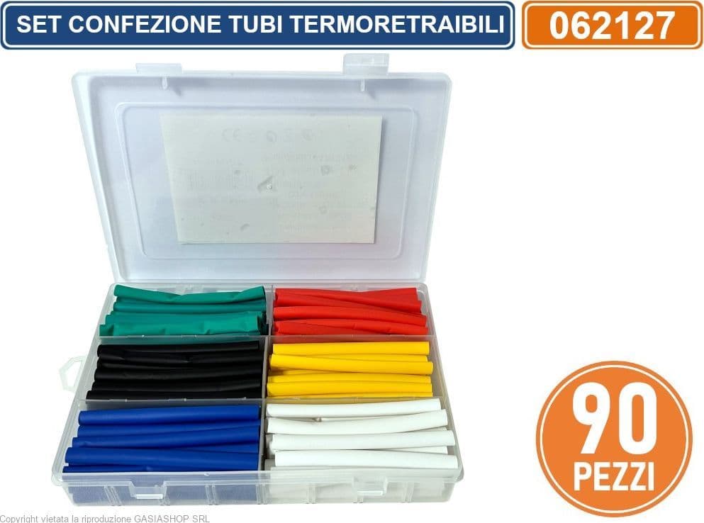 CONFEZIONE SET 90 PEZZI TUBI Ø8MM GUAINA TERMORETRAIBILE TERMORESTRINGENTE - 3