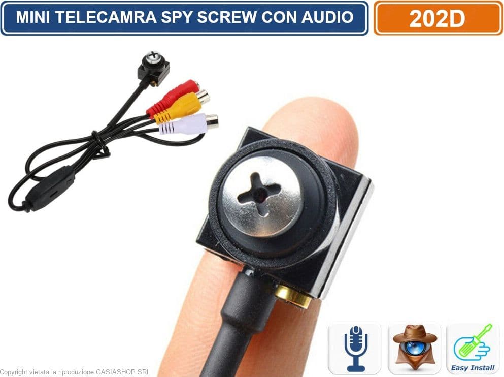MINI TELECAMERA SPY SCRAW CCD SONY 1/3 650TVL 3.7MM MICROFONO INCORPORATO - 2