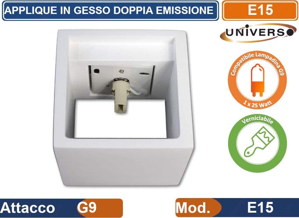 PLAFONIERA APPLIQUE PORTAFARETTO IN GESSO A CUBO MONTAGGIO A PARETE LAMPADINA G9 - 2