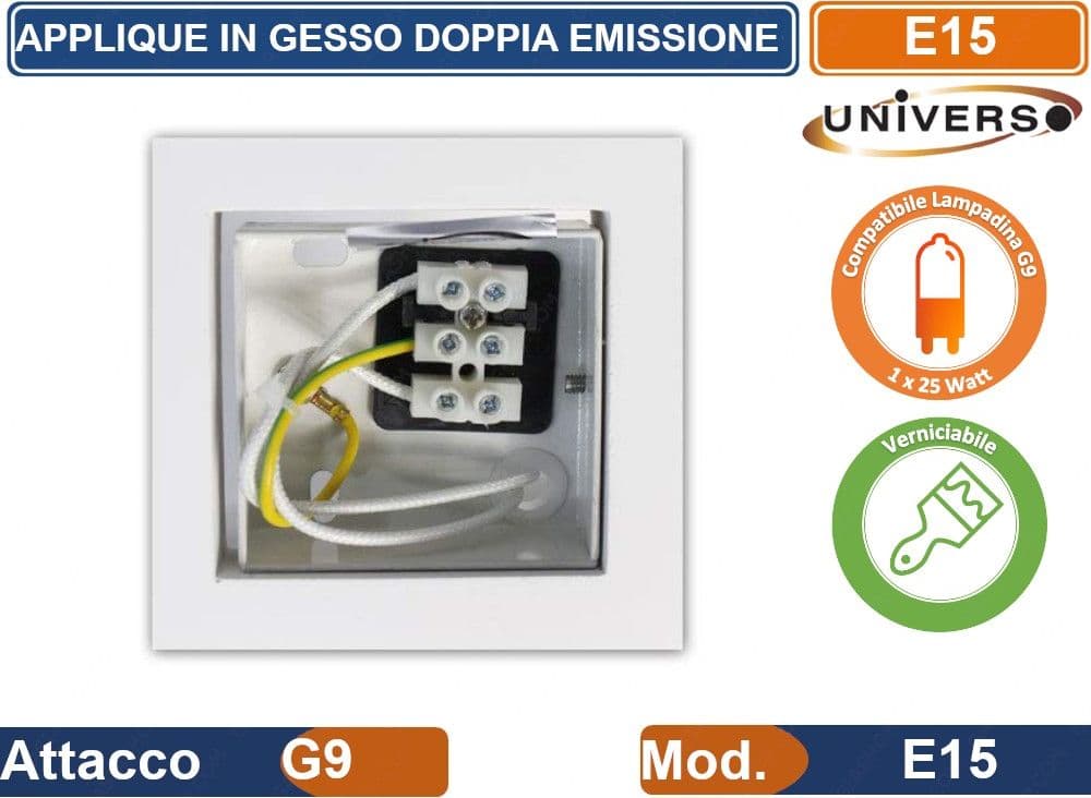 PLAFONIERA APPLIQUE PORTAFARETTO IN GESSO A CUBO MONTAGGIO A PARETE LAMPADINA G9 - 3
