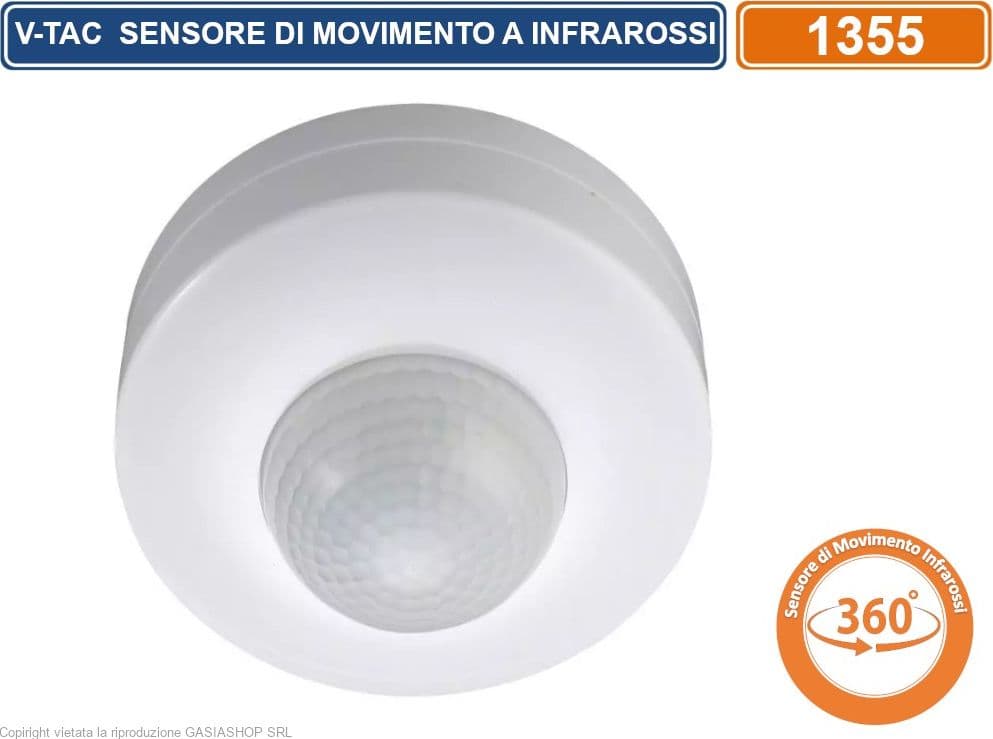 V-TAC VT-8049 SENSORE DI MOVIMENTO A INFRAROSSI PER LAMPADINE - SKU 1355 - 2