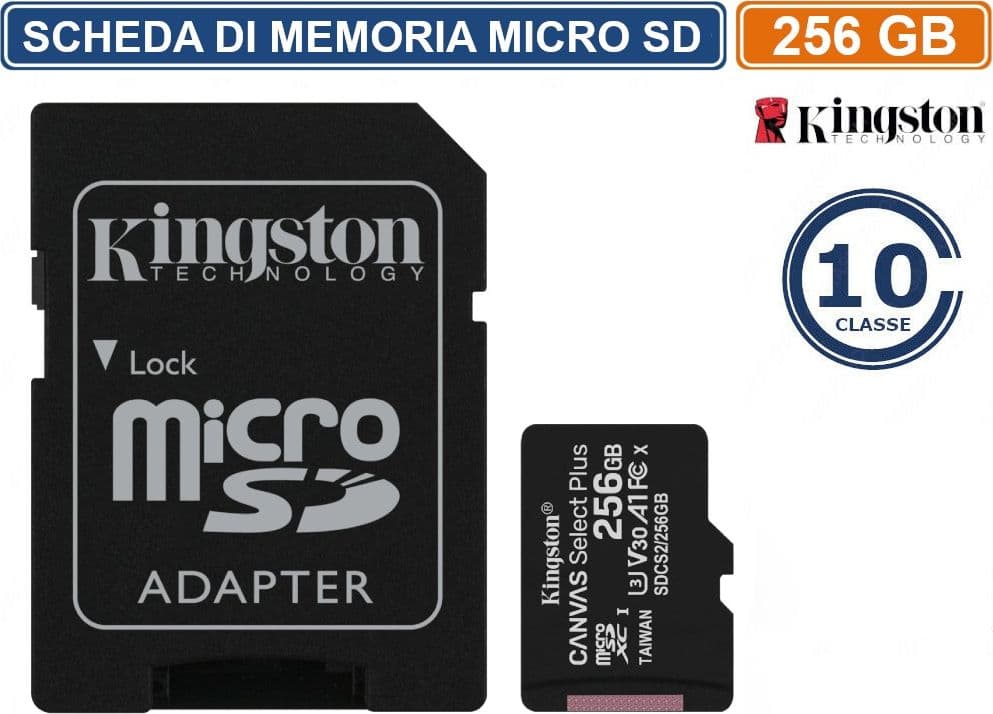 SCHEDA DI MEMORIA KINGSTON MEMORY CARD MICRO SD UHS-I CLASSE 10 80MB/s 256GB - 2