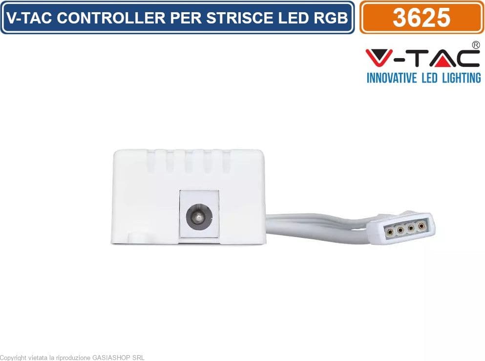 V-TAC CONTROLLER PER STRISCE LED RGB CON TELECOMANDO 24 TASTI - SKU 3625 - 3