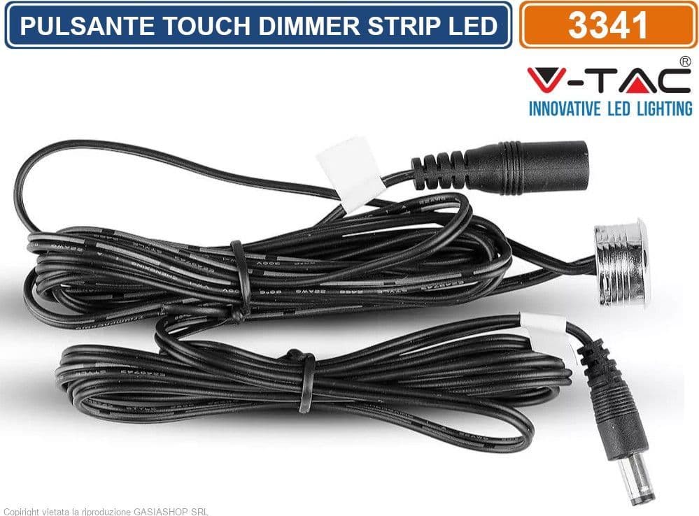 V-TAC VT-2411 PULSANTE TOUCH CON DIMMER E ILLUMINAZIONE PER STRISCE LED - SKU 3341 - 5