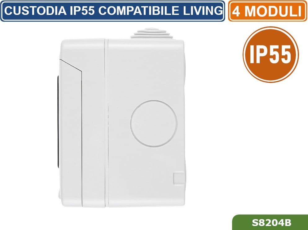 CUSTODIA CONTENITORE DA PARETE IDROBOX 4 MODULI IP55 COMPATIBILE SERIE BTICINO LIVING - 2