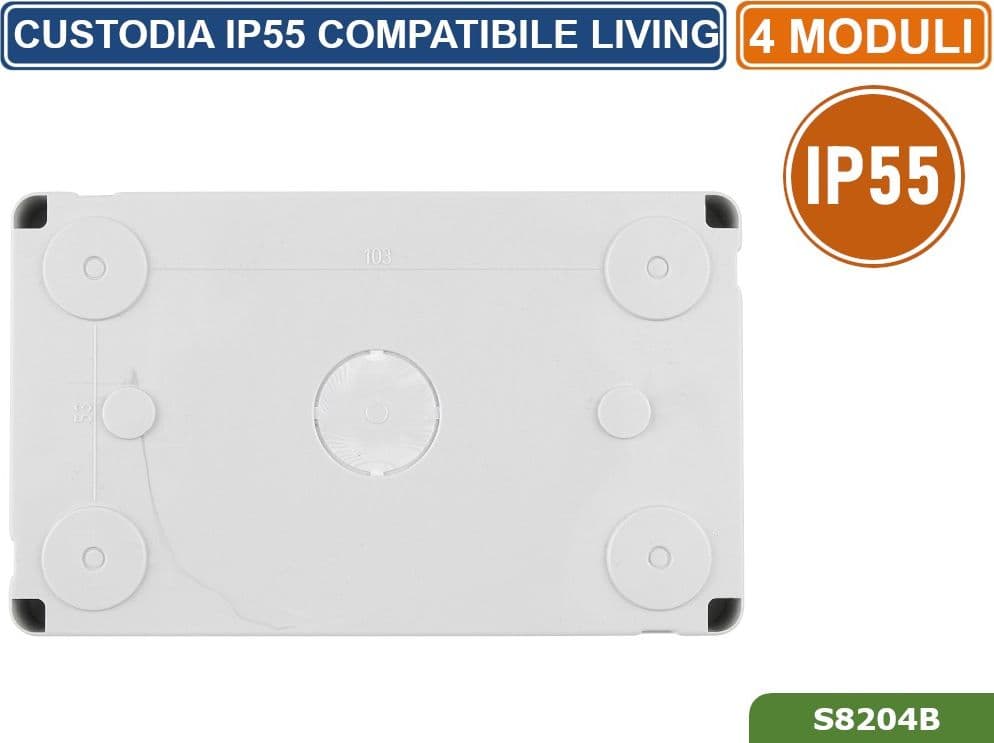 CUSTODIA CONTENITORE DA PARETE IDROBOX 4 MODULI IP55 COMPATIBILE SERIE BTICINO LIVING - 3