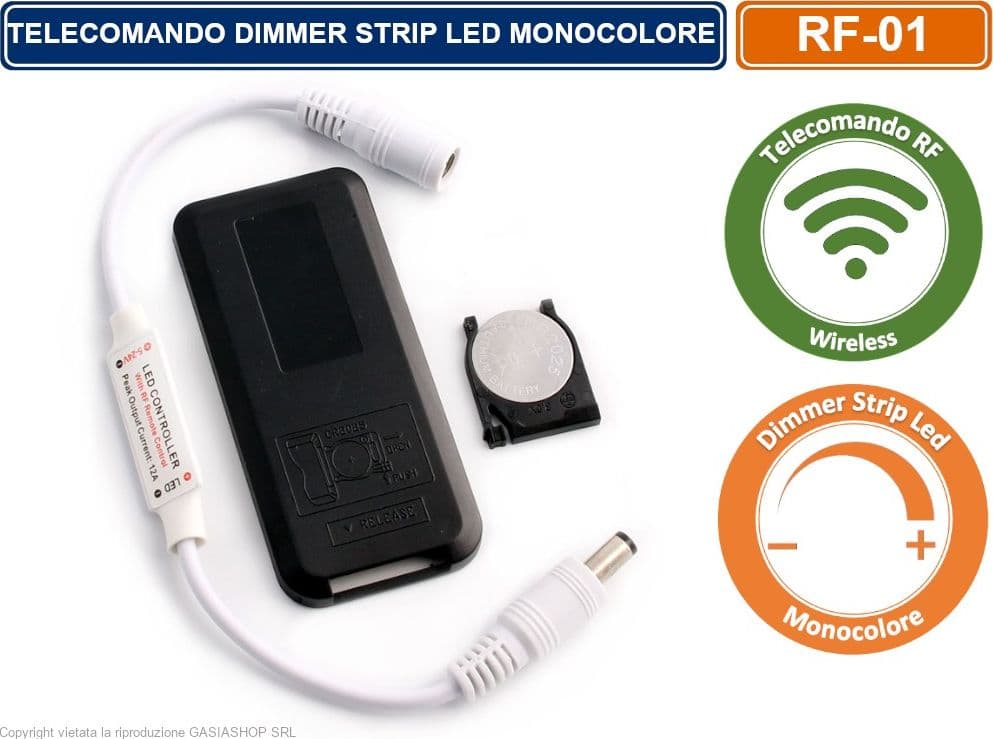 TELECOMANDO RF WIRELESS DIMMER PER STRIP LED MONOCOLORE - 3