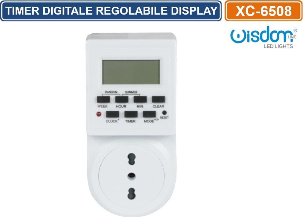 TIMER DIGITALE TEMPORIZZATORE SETTIMANALE PROGRAMMABILE CON PRESA BIVALENTE E DISPLAY LCD - 2