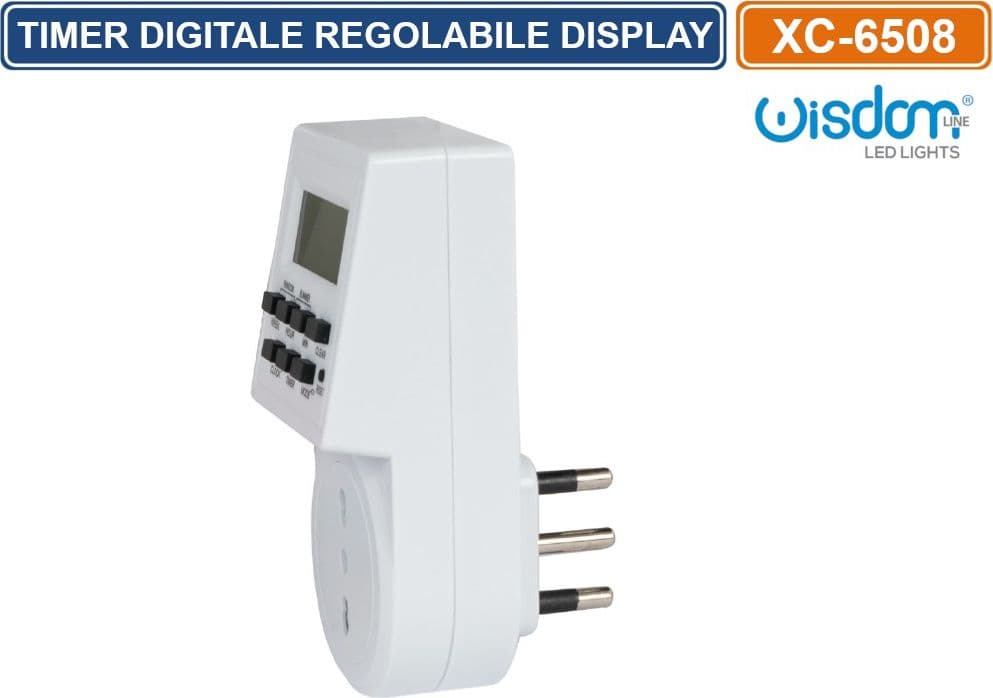 TIMER DIGITALE TEMPORIZZATORE SETTIMANALE PROGRAMMABILE CON PRESA BIVALENTE E DISPLAY LCD - 4