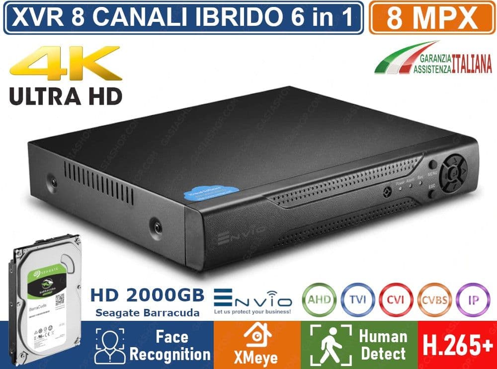 XVR DVR 6in1 AHD CVI TVI CVBS XVI IP 8CH CANALI 8 MP CLOUD P2P UTC FACE RECOGNITION HUMAN DETECT - 4