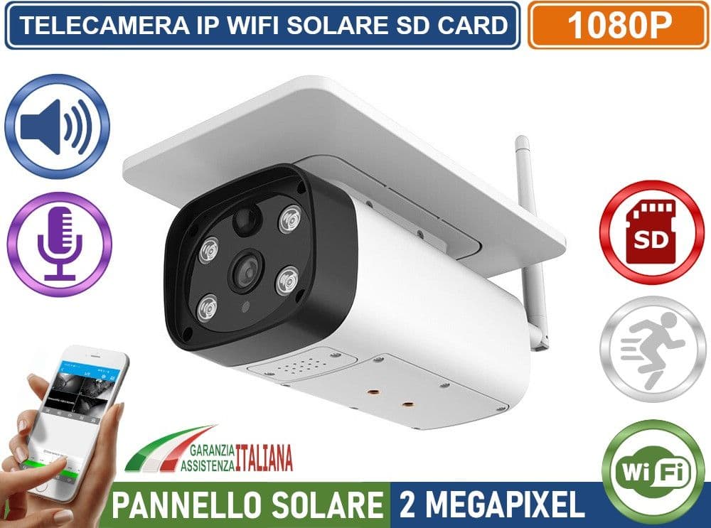 TELECAMERA IP WIFI 2MP CON PANNELLO SOLARE DA ESTERNO REGISTRA SU SD CARD AUDIO IP67 DOPPIA ANTENNA - 4