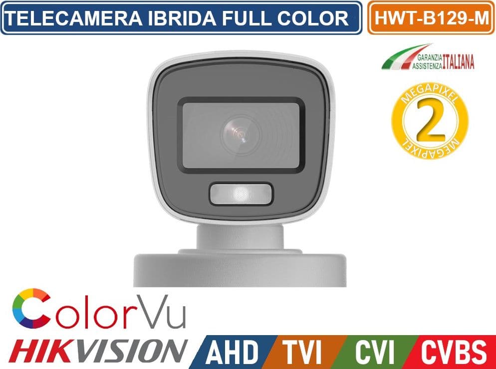 HIKVISION TELECAMERA IBRIDA BULLET COLORVU 4IN1 AHD TVI CVI CVBS 2 MP 1080P VISIONE NOTTURNA A COLORI IP66 - 3