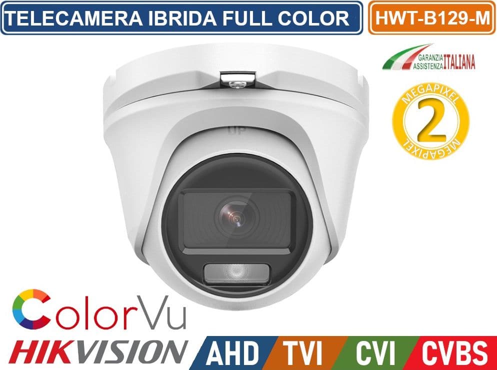 HIKVISION TELECAMERA IBRIDA DOME COLORVU 4IN1 AHD TVI CVI CVBS 2 MP 1080P VISIONE NOTTURNA A COLORI IP66 - 2