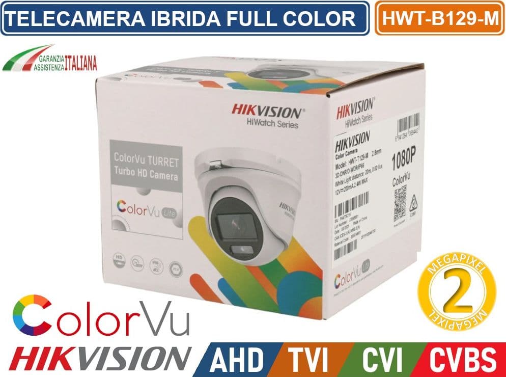 HIKVISION TELECAMERA IBRIDA DOME COLORVU 4IN1 AHD TVI CVI CVBS 2 MP 1080P VISIONE NOTTURNA A COLORI IP66 - 3
