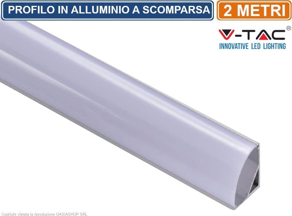 V-TAC VT-8109 PROFILO ANGOLARE IN ALLUMINIO PER STRISCE LED - LUNGHEZZA 2 METRI - SKU 3353 - 2