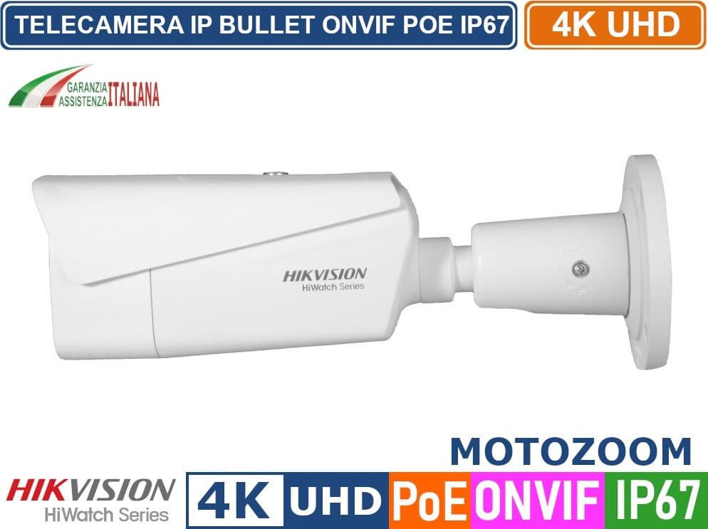 HIKVISION TELECAMERA BULLET IP 8MP 4K ULTRA HD MOTOZOOM ONVIF POE H.265+ SD CARD IP67 - 2