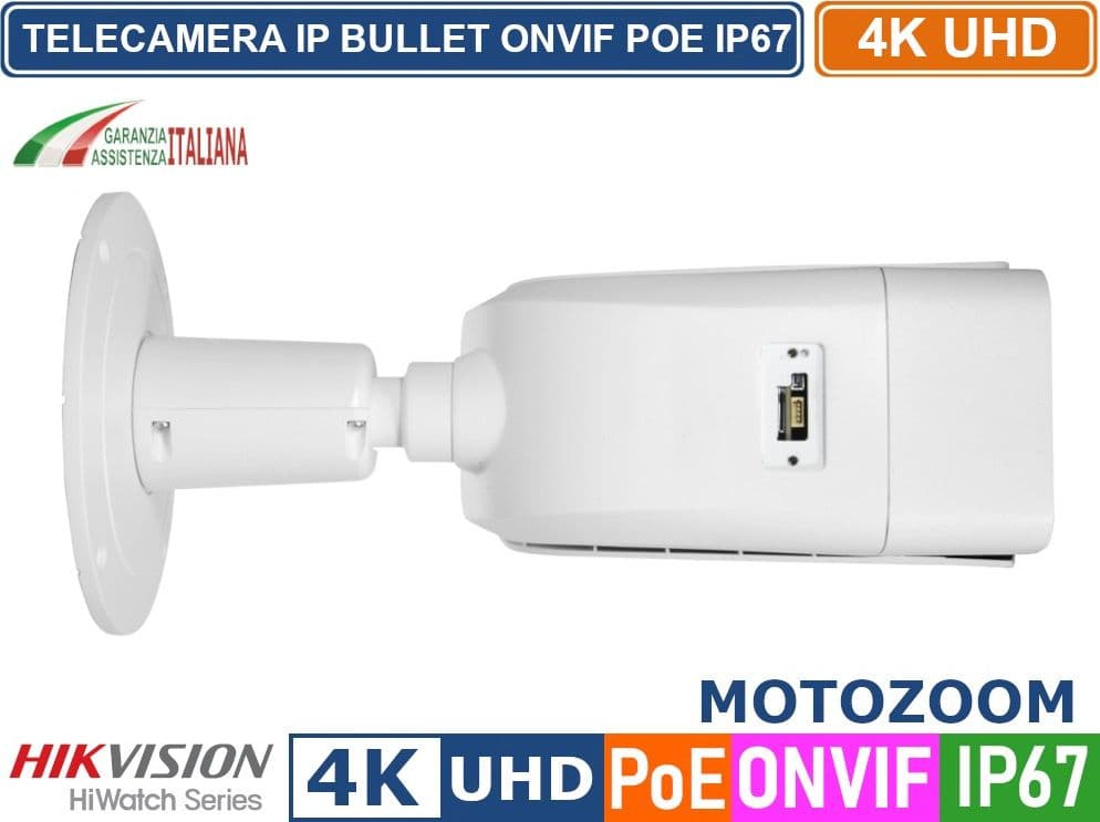HIKVISION TELECAMERA BULLET IP 8MP 4K ULTRA HD MOTOZOOM ONVIF POE H.265+ SD CARD IP67 - 3