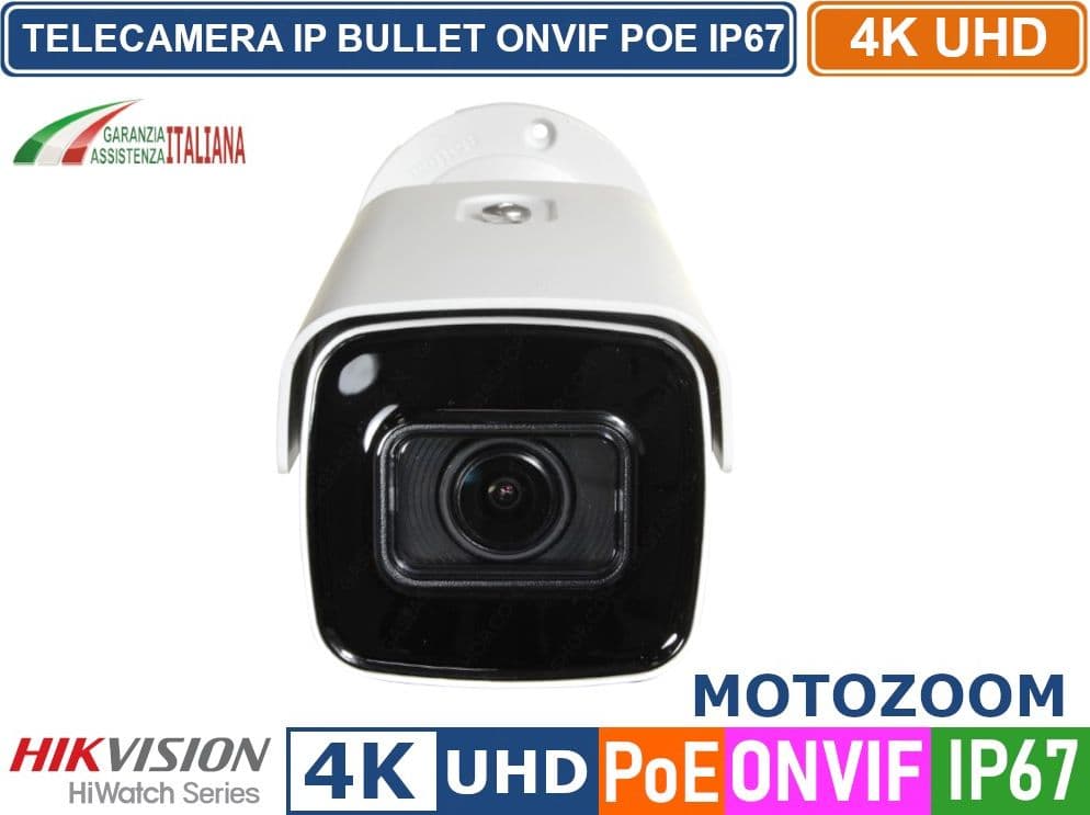 HIKVISION TELECAMERA BULLET IP 8MP 4K ULTRA HD MOTOZOOM ONVIF POE H.265+ SD CARD IP67 - 4