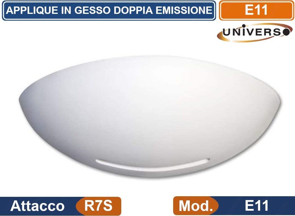 APPLIQUE MEZZA LUNA IN GESSO VERICIABILE CON DOPPIA EMISSIONE LUMINOSA 50W PORTALAMPADA R7S - 2
