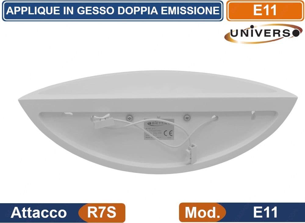 APPLIQUE MEZZA LUNA IN GESSO VERICIABILE CON DOPPIA EMISSIONE LUMINOSA 50W PORTALAMPADA R7S - 3
