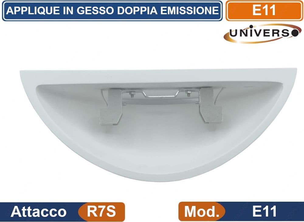 APPLIQUE MEZZA LUNA IN GESSO VERICIABILE CON DOPPIA EMISSIONE LUMINOSA 50W PORTALAMPADA R7S - 4