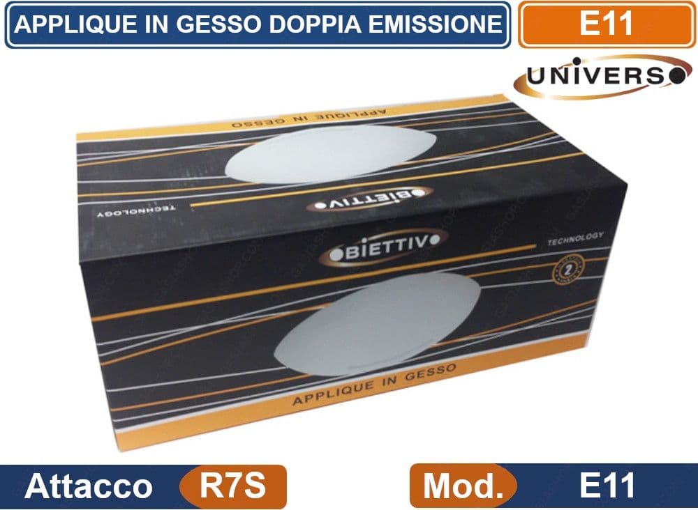 APPLIQUE MEZZA LUNA IN GESSO VERICIABILE CON DOPPIA EMISSIONE LUMINOSA 50W PORTALAMPADA R7S - 5