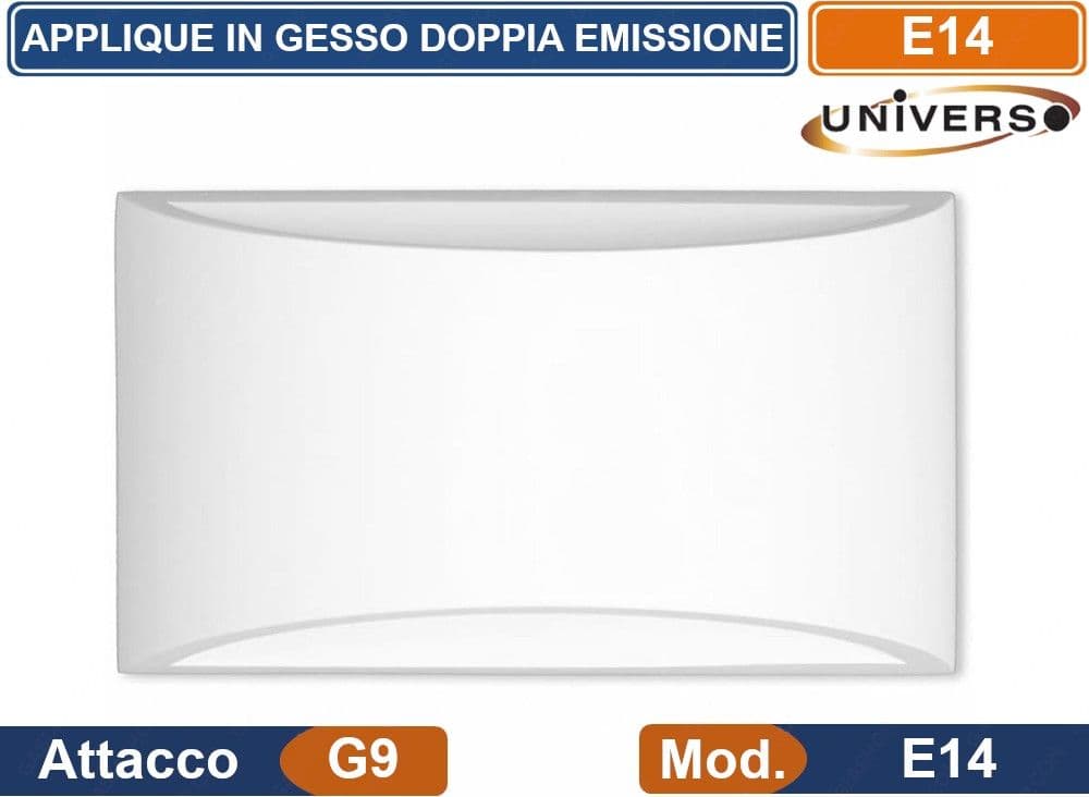 APPLIQUE PLAFONIERA IN GESSO VERICIABILE CON DOPPIA EMISSIONE LUMINOSA 25W PORTALAMPADA G9