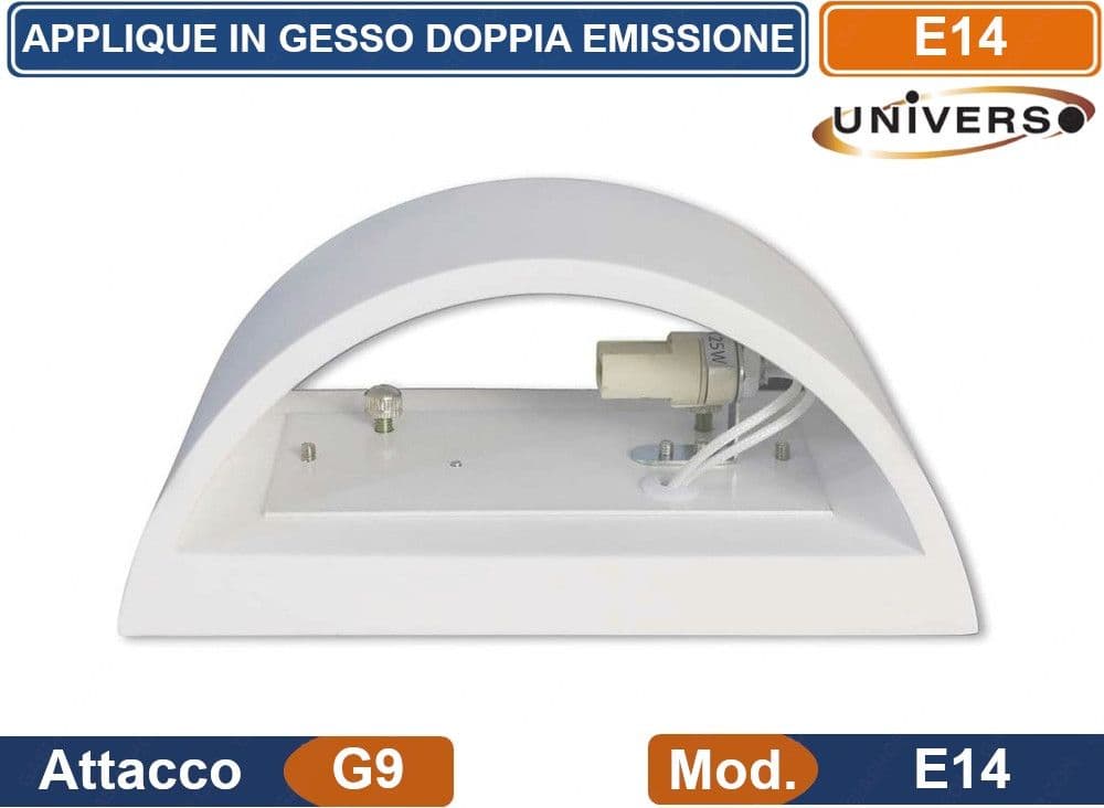 APPLIQUE PLAFONIERA IN GESSO VERICIABILE CON DOPPIA EMISSIONE LUMINOSA 25W PORTALAMPADA G9 - 2