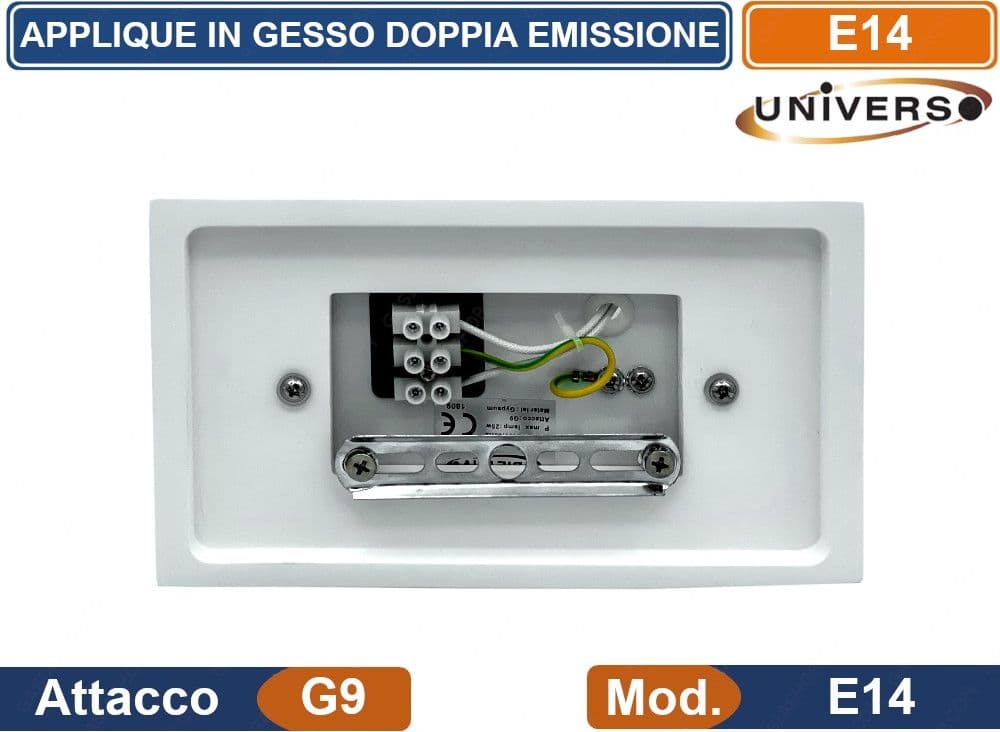 APPLIQUE PLAFONIERA IN GESSO VERICIABILE CON DOPPIA EMISSIONE LUMINOSA 25W PORTALAMPADA G9 - 3