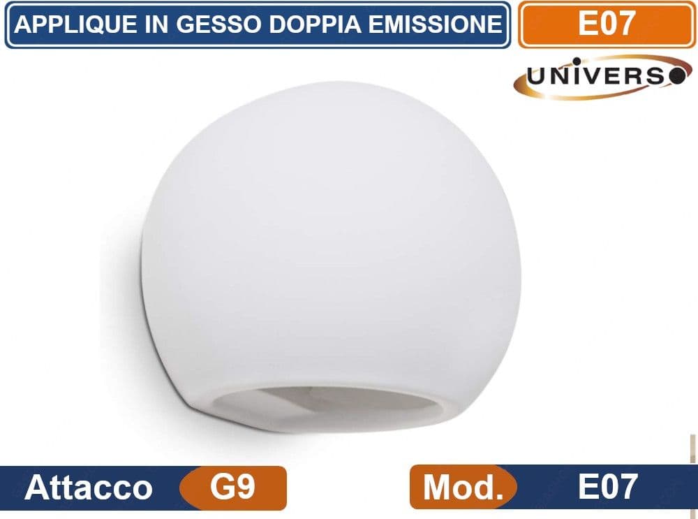 APPLIQUE PLAFONIERA SFERA IN GESSO VERICIABILE CON DOPPIA EMISSIONE LUMINOSA 25W PORTALAMPADA G9 - 2