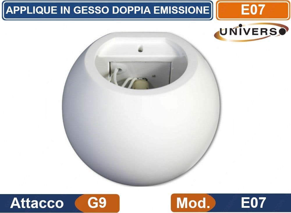 APPLIQUE PLAFONIERA SFERA IN GESSO VERICIABILE CON DOPPIA EMISSIONE LUMINOSA 25W PORTALAMPADA G9 - 3