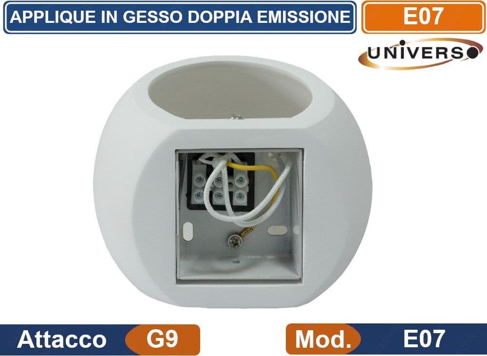 APPLIQUE PLAFONIERA SFERA IN GESSO VERICIABILE CON DOPPIA EMISSIONE LUMINOSA 25W PORTALAMPADA G9 - 4