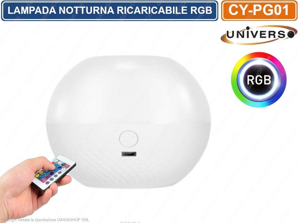LAMPADA LED DA TAVOLO MULTICOLORE RGB RICARICABILE CON TELECOMANDO IR - 2