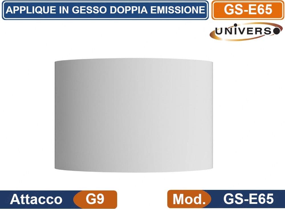 APPLIQUE PLAFONIERA OVALE IN GESSO VERICIABILE CON DOPPIA EMISSIONE LUMINOSA 25W CON PORTALAMPADA G9 - 3