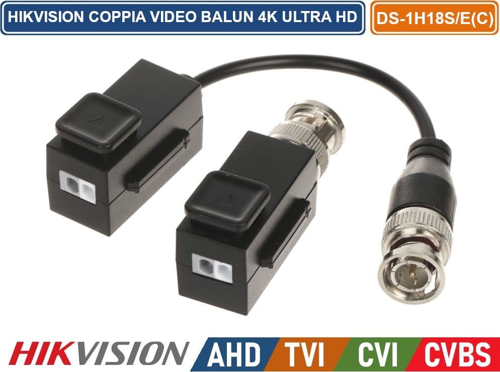 HIKVISION COPPIA VIDEO BALUN 8MP MEGAPIXEL 4IN1 HD-CVI HD-TVI AHD CVBS 250 METRI - 2