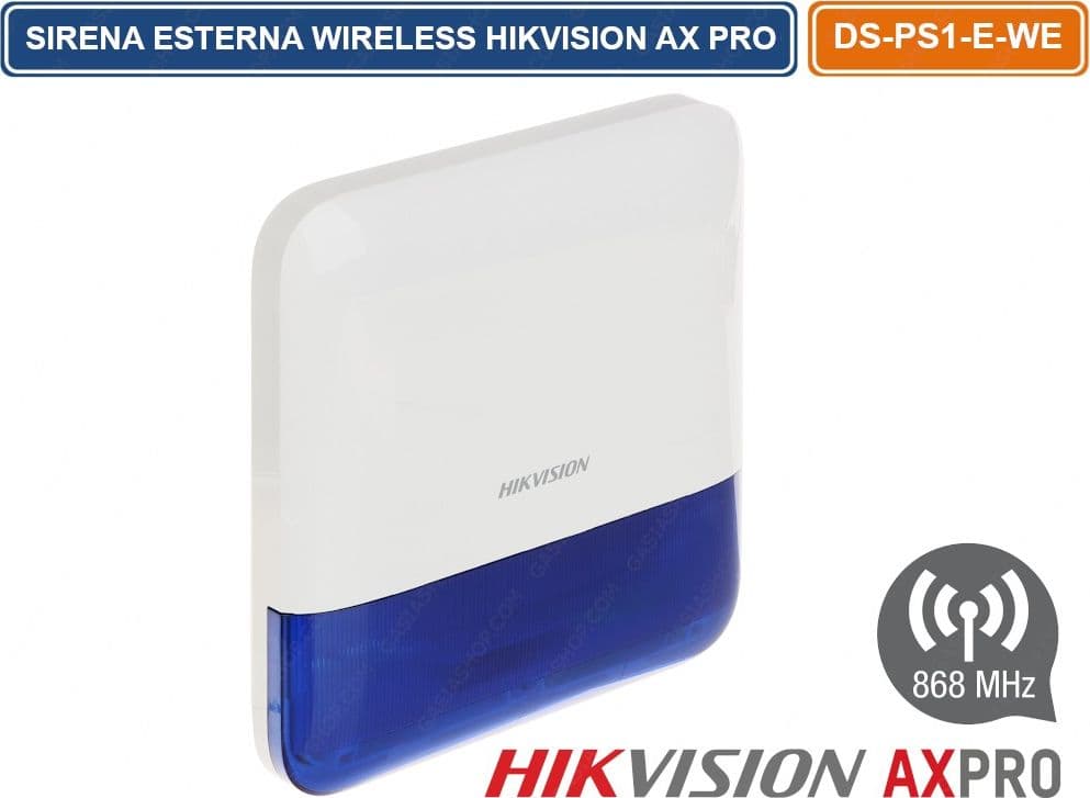 HIKVISION AXPRO SIRENA ALLARME ESTERNA WIRELESS 868MHZ 110DB DA ESTERNO IP65