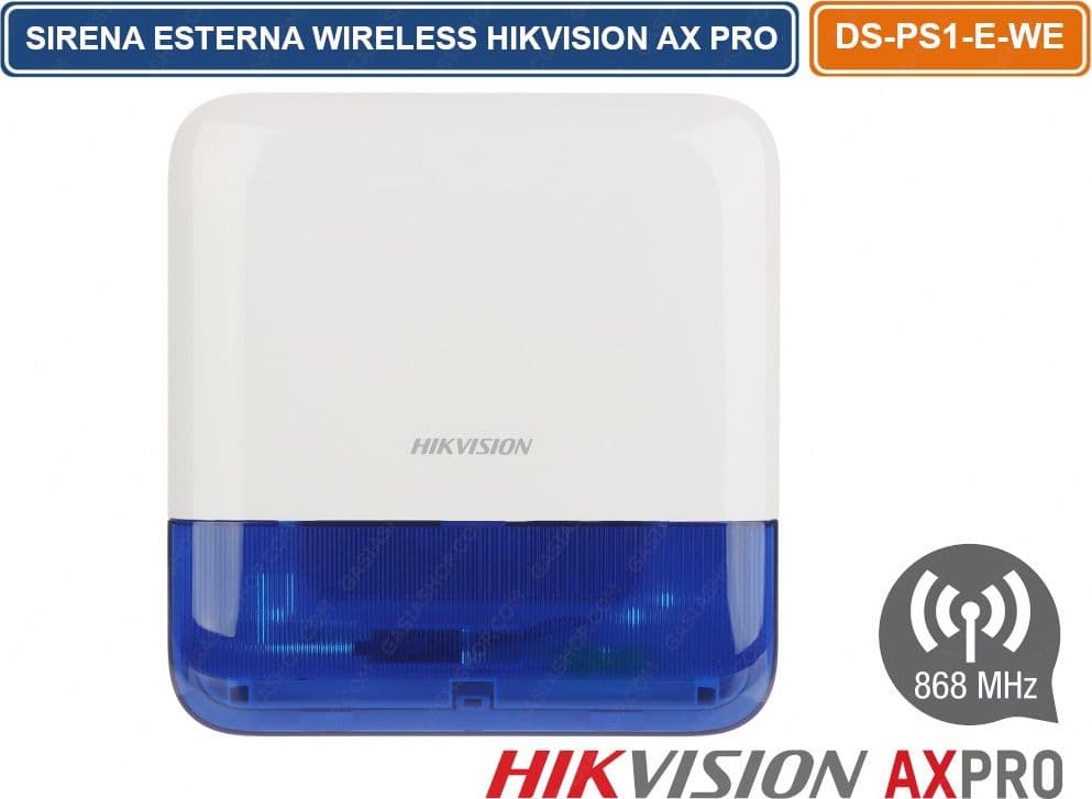 HIKVISION AXPRO SIRENA ALLARME ESTERNA WIRELESS 868MHZ 110DB DA ESTERNO IP65 - 2