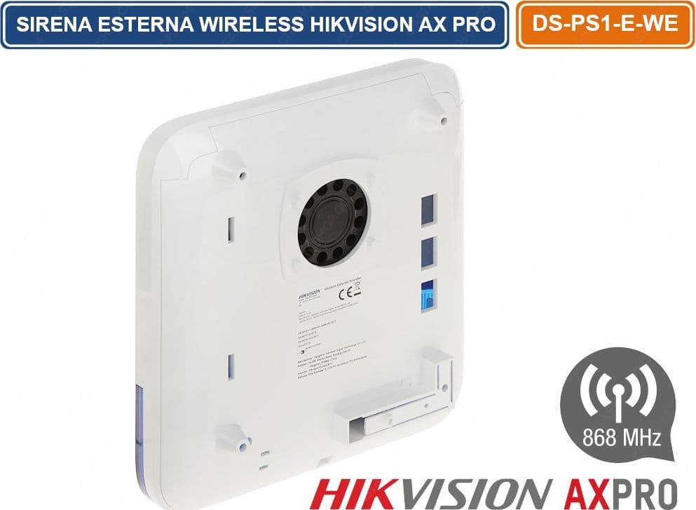 HIKVISION AXPRO SIRENA ALLARME ESTERNA WIRELESS 868MHZ 110DB DA ESTERNO IP65 - 3