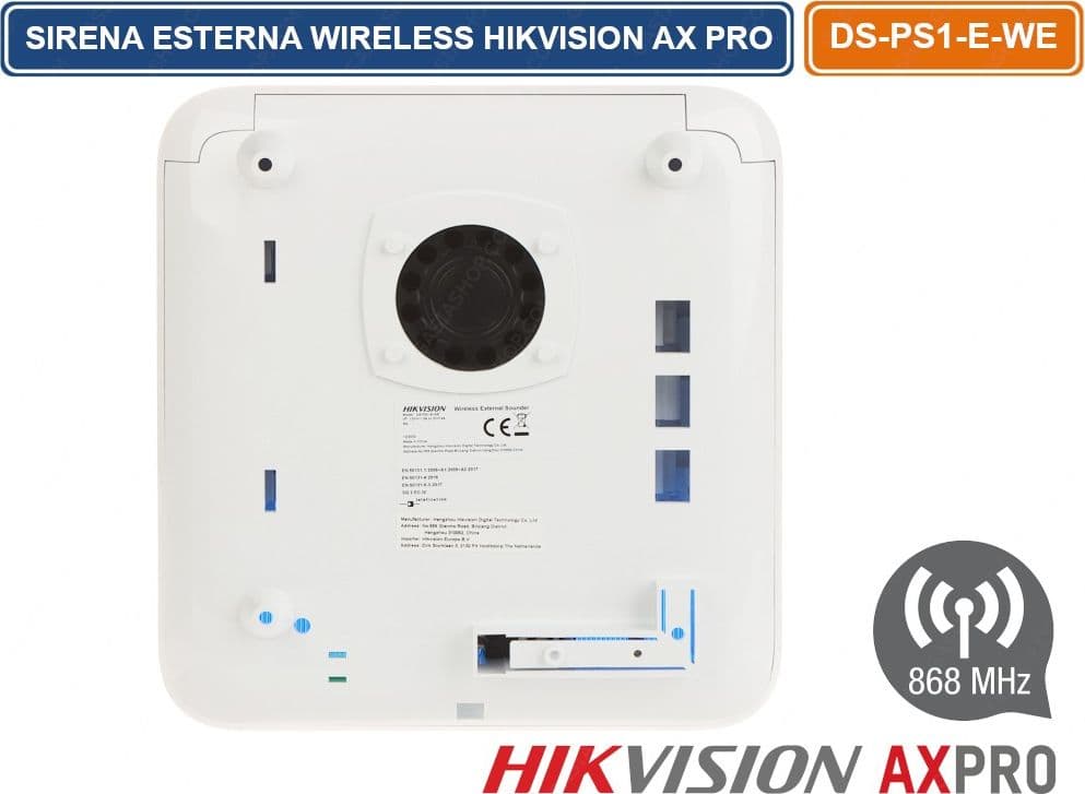 HIKVISION AXPRO SIRENA ALLARME ESTERNA WIRELESS 868MHZ 110DB DA ESTERNO IP65 - 5