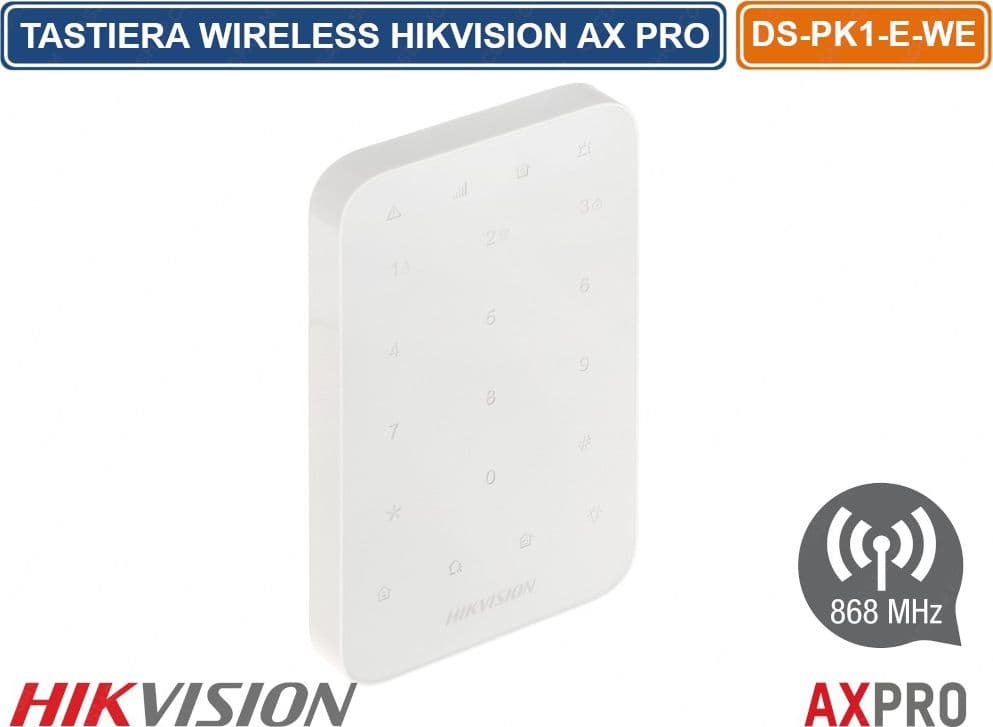 HIKVISION AX PRO TASTIERA LED WIRELESS 868MHZ INTERNA TASTI A SFIORAMENTO