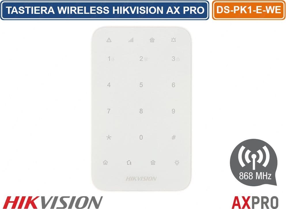 HIKVISION AX PRO TASTIERA LED WIRELESS 868MHZ INTERNA TASTI A SFIORAMENTO - 2