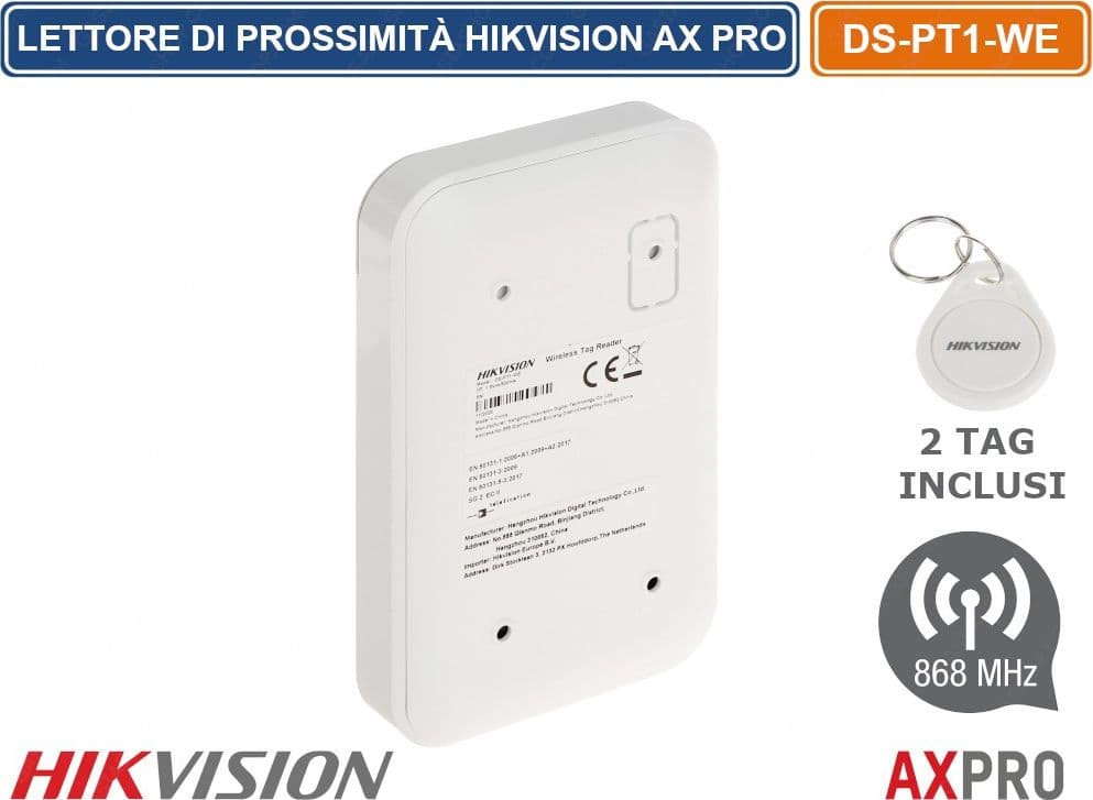 HIKVISION AX PRO LETTORE DI PROSSIMITA TAG RFID WIRELESS 868MHZ + 2 TAG - 2