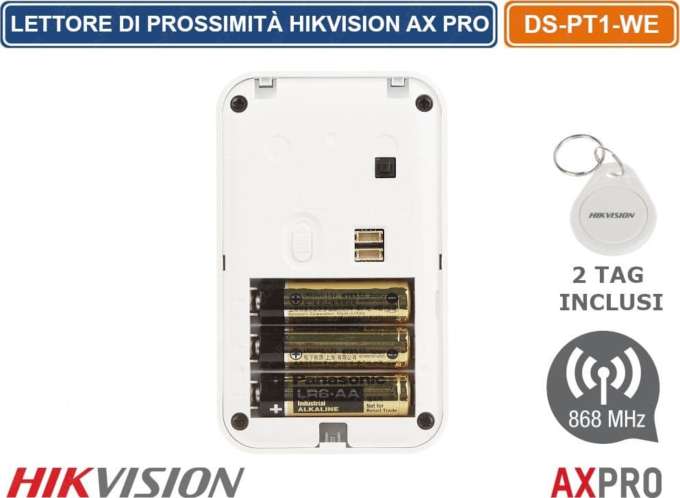 HIKVISION AX PRO LETTORE DI PROSSIMITA TAG RFID WIRELESS 868MHZ + 2 TAG - 3