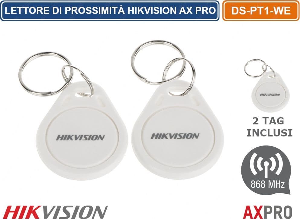 HIKVISION AX PRO LETTORE DI PROSSIMITA TAG RFID WIRELESS 868MHZ + 2 TAG - 4