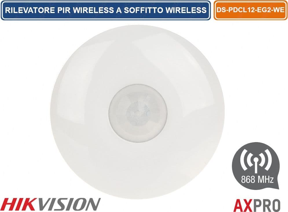 HIKVISION AX PRO RILEVATORE A SOFFITTO PIR DA INTERNO WIRELESS 868MHZ 8M 120° - 2