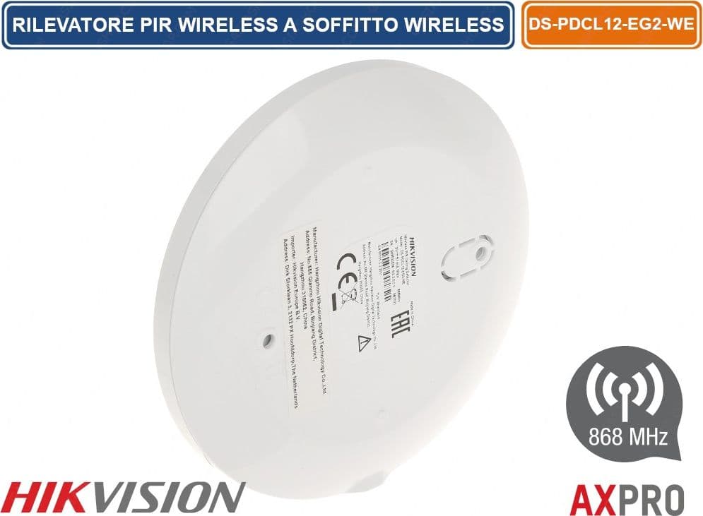 HIKVISION AX PRO RILEVATORE A SOFFITTO PIR DA INTERNO WIRELESS 868MHZ 8M 120° - 3