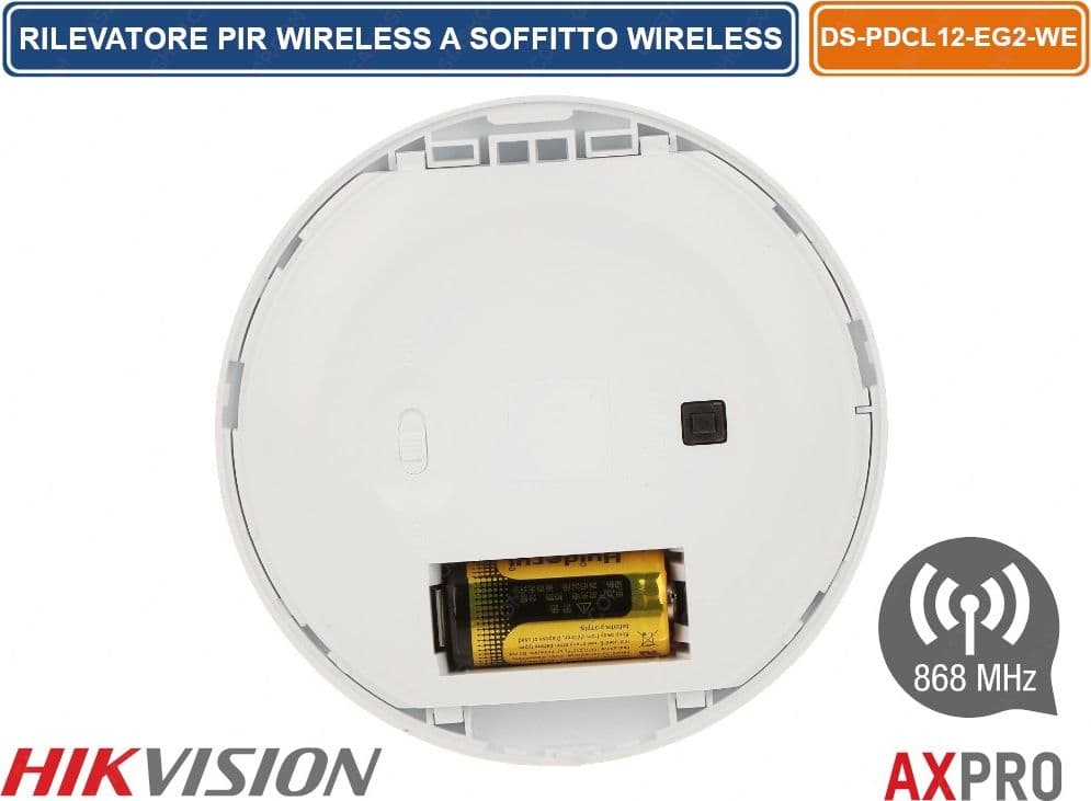 HIKVISION AX PRO RILEVATORE A SOFFITTO PIR DA INTERNO WIRELESS 868MHZ 8M 120° - 4
